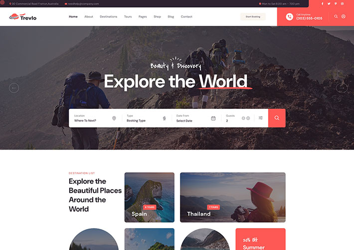 響應式大氣旅行旅游預訂旅行社公司網站網頁HTML模板