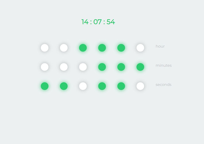 炫酷的jQuery二進制數字時鐘網頁代碼素材