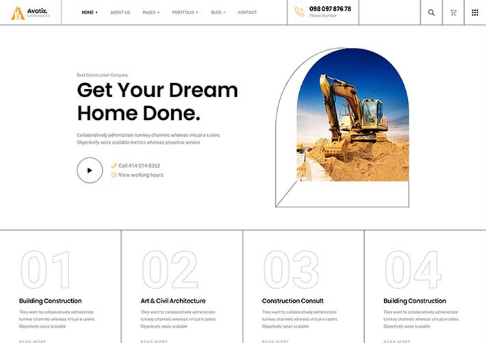 響應式建筑工程施工網站設計建筑公司HTML5網站模板