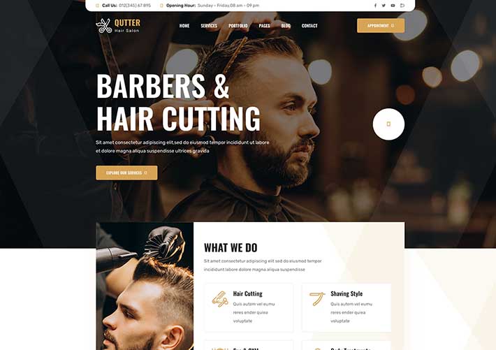 精美多頁面美容理發沙龍網站網頁設計HTML5源碼模板