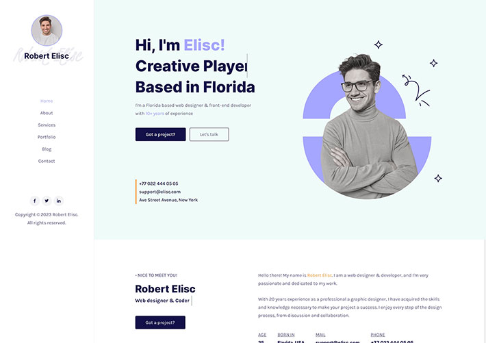 響應式創意個人簡歷作品介紹網站網頁HTML頁面模板