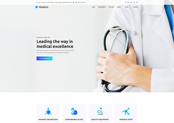 簡潔醫院醫療機構診所企業網站網頁HTML源碼模板