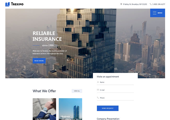 響應式商務保險代理公司網頁HTML5網站源碼模板