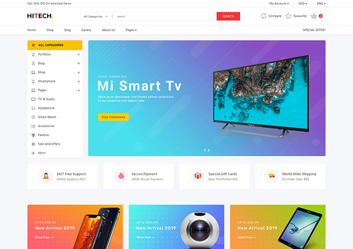 簡潔數碼產品電子電器線上商城購物電商網站網頁模板