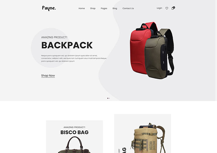 響應式簡潔背包商城線上電子商務HTML模板網站源碼