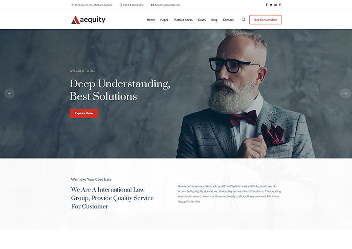 響應式律師法律工作室機構網站網頁HTML5源碼模板