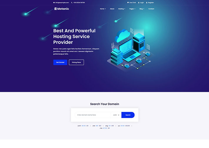 互聯網網絡服務域名服務器托管公司網站HTML模板
