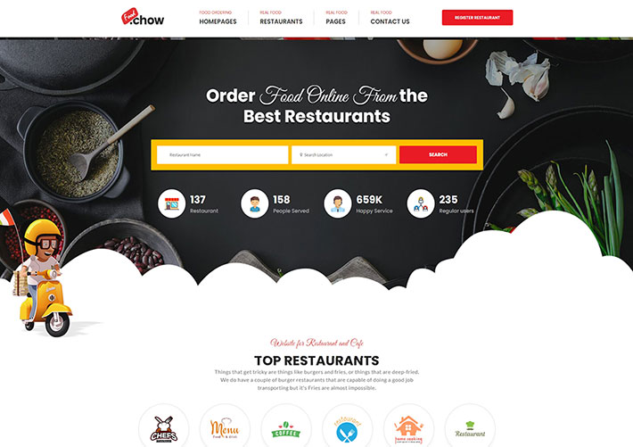 精美餐飲美食外賣訂餐平臺網站網頁HTML源碼模板