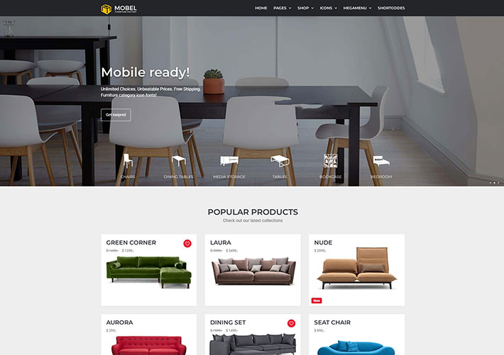 響應式在線家具商城居家用品電商HTML5網站網頁模板