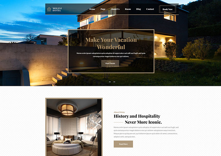 響應式賓館假日酒店住宿網站HTML5網頁模板