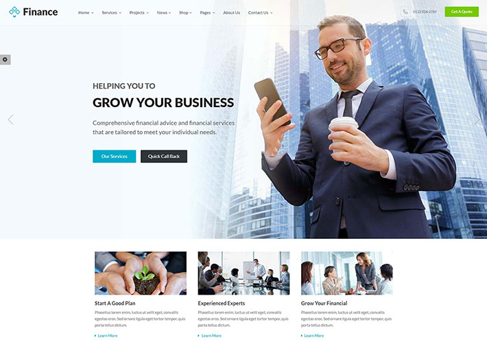 響應式商務金融服務公司網站Bootstrap網站網頁源碼模板