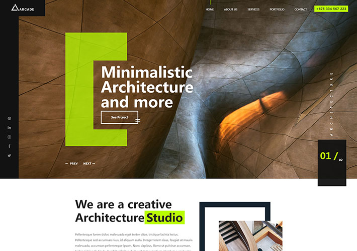 響應式創意建筑設計工程建筑施工公司網站網頁HTML模板