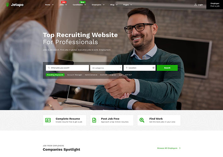 招聘找工作公司網站網頁設計HTML源碼模板