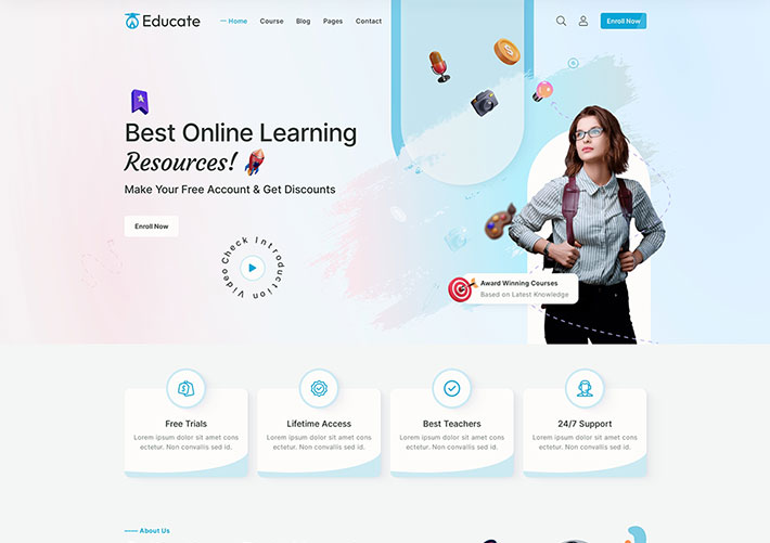 響應式在線學習教學資源網站網頁源碼模板下載