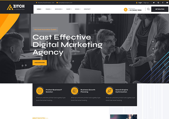 響應式網絡IT數字營銷解決方案技術企業網站HTML網頁模板