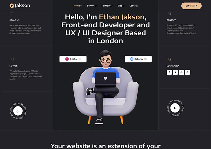 響應式個人作品集簡歷HTML網頁網站源碼模板