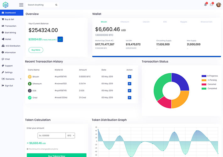 響應式金融虛擬幣交易管理ui網站后臺管理系統網頁模板