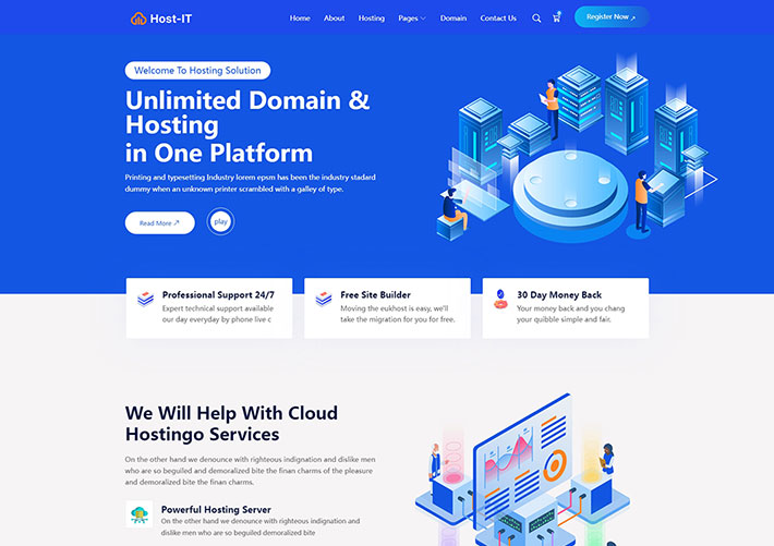 網絡科技云計算域名托管服務公司網站網頁HTML模板