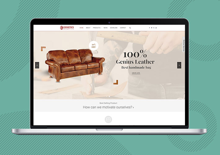響應式皮革制品外貿企業網站易優Eyoucms模板帶手機端