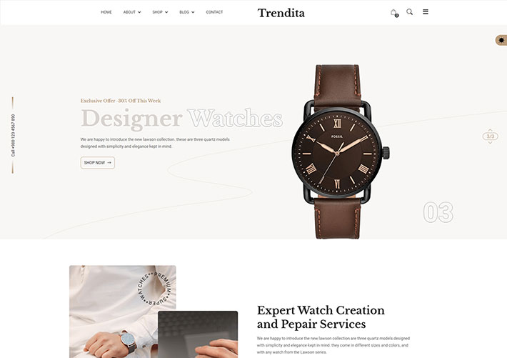 腕表定制奢奢侈品商城企業服務網站網頁HTML模板
