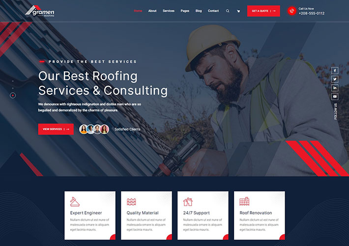 自適應房屋維修施工服務網站純靜態網頁HTML模板
