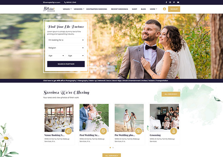 響應式HTML5婚禮服務網站網頁靜態HTML源碼模板