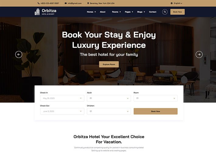 響應式酒店房間預定服務網站網頁HTML源碼模板