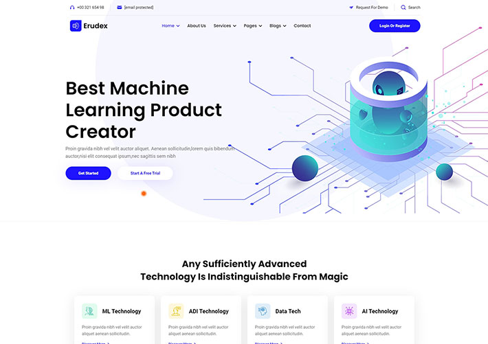 人工智能高科技物聯網公司網站響應式Html網頁模板