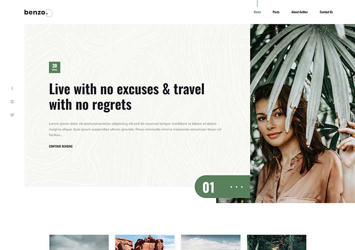 響應式個人博客新聞資訊動態分享網頁HTML源碼模板