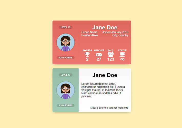 純CSS3用戶信息卡片樣式網頁代碼素材
