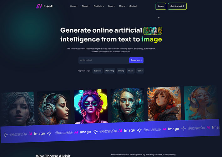 人工智能AI在線圖像生成網站網頁HTML源碼模板