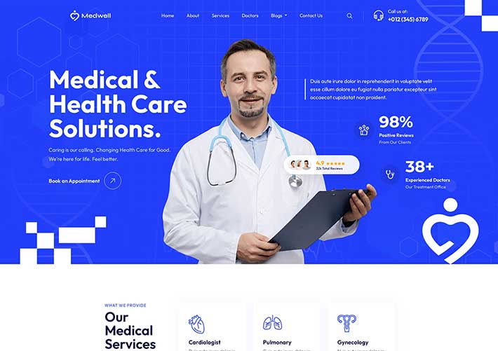 響應式醫院牙科診所醫療行業企業網站網頁HTML模板