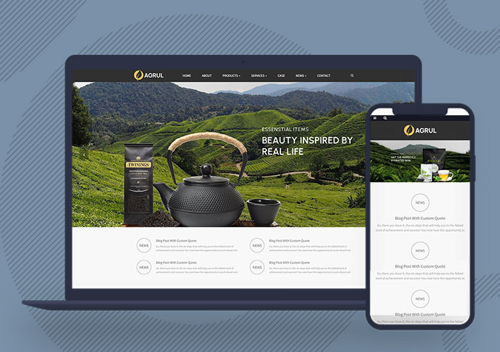 響應式茶葉茶具英文外貿企業網站CMS模板自適應手機端