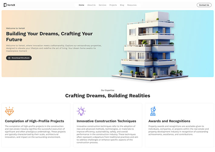響應式建筑工程項目服務設計公司網站HTML源碼模板