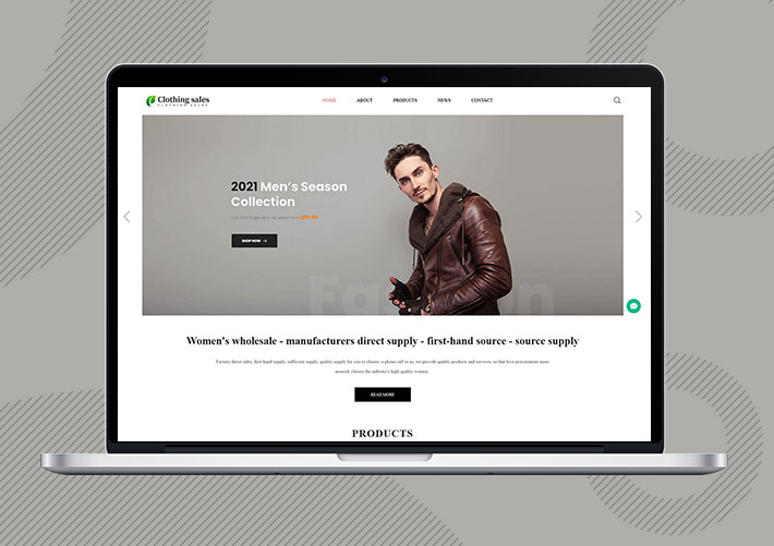 響應式服裝服飾外貿企業網站易優Eyoucms模板帶手機端