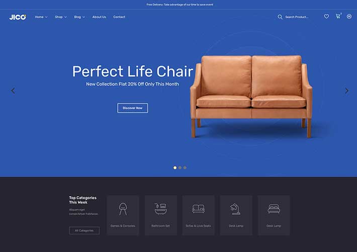 電子商務家具商城時尚在線購物網站前端網頁HTML模板