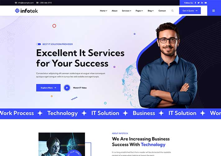 響應式IT服務軟件網頁設計企業網站模板高端HTML設計模板
