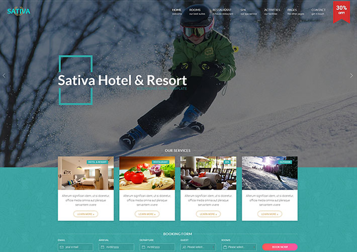 響應式酒店旅游度假村行業網站網頁HTML前端模板