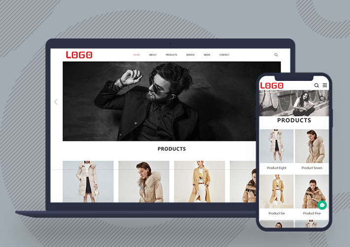 響應式英文服裝服飾外貿企業網站cms模板自適應手機端