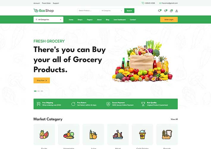 線上超市雜貨電子商務網站Bootstrap網頁HTML模板