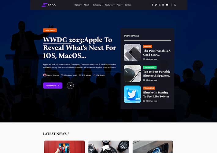 響應式多款新聞雜志博客資訊網站網頁HTML5源碼模板