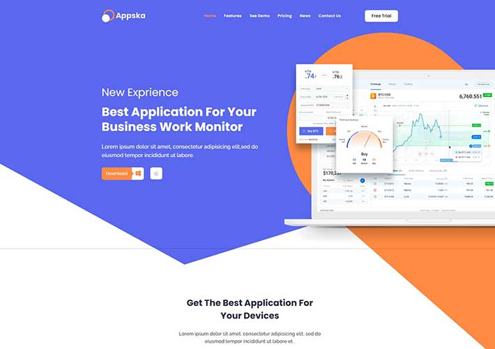 應用程序產品展示產品推廣企業單頁網站HTML網頁模板