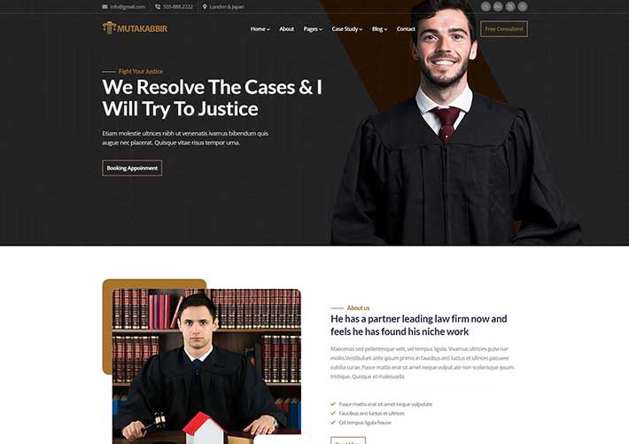 響應式法律專業領域服務機構網站網頁HTML模板