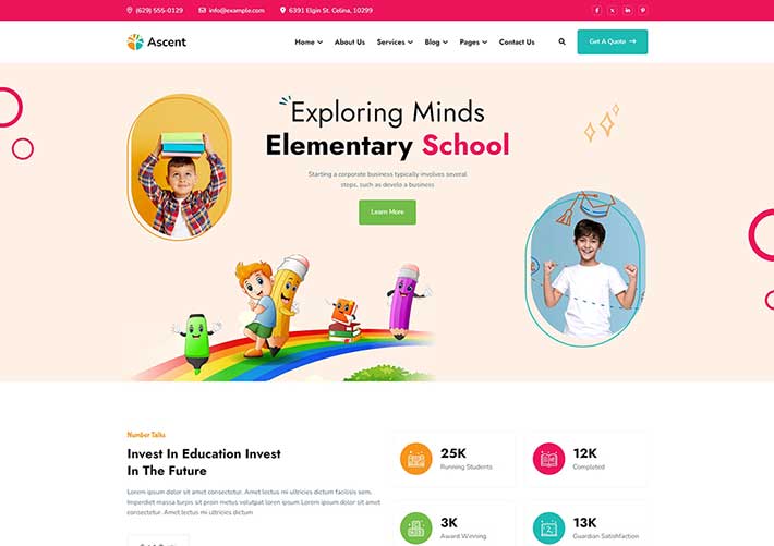 響應式兒童教育培訓托管機構學校網站HTML模板