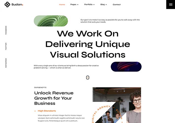 響應式機構項目展示初創創意工作室網站網頁HTML5模板