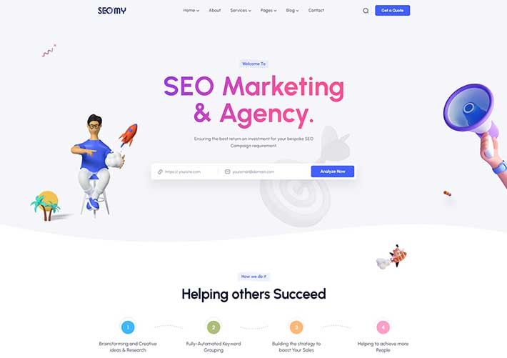 響應式SEO搜索優化數字營銷機構網站網頁HTML模板