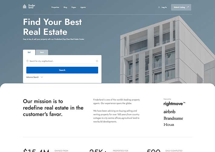 通用企業創意精美房源信息平臺網站網頁HTML5模板