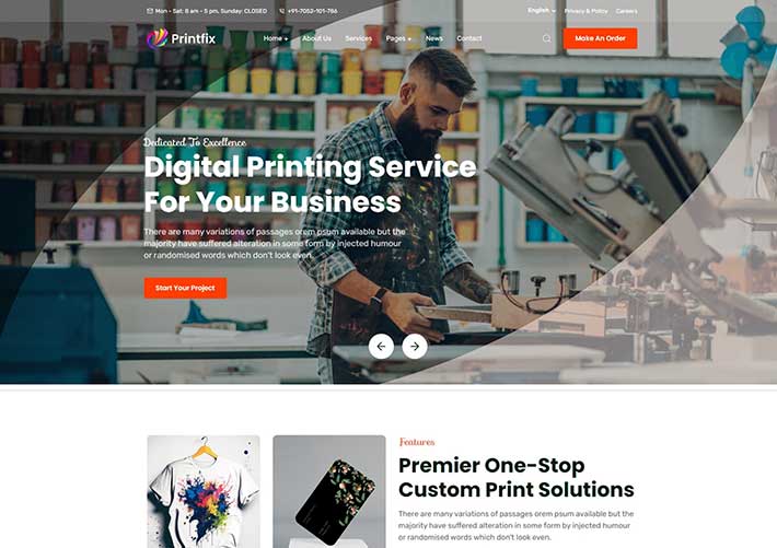 響應式商業設計打印印刷服務企業網頁HTML5源碼模板