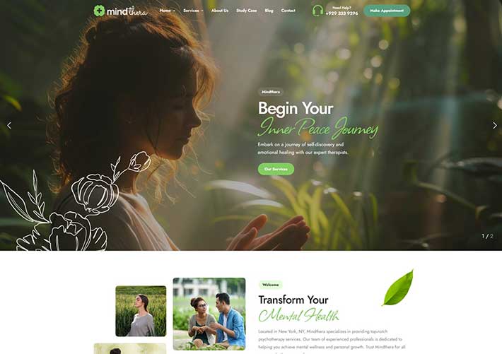 響應式心理健康咨詢服務機構網站網頁HTML源碼模板