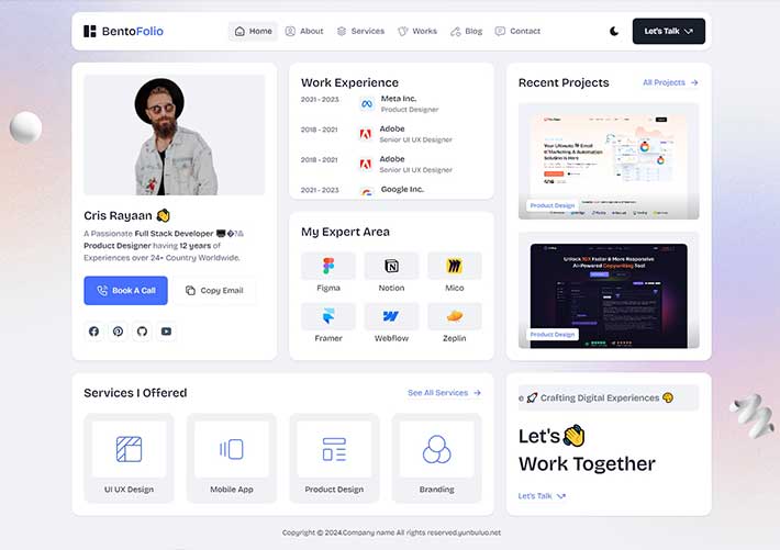 響應式產品設計師個人簡歷展示網站HTML網頁模板